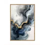 Quadro Abstrato Mármore Azul Dourado Fluido Arte Decorativa Elegante Moderna