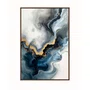 Quadro Abstrato Mármore Azul Dourado Fluido Arte Decorativa Elegante Moderna
