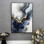 Quadro Abstrato Mármore Azul Dourado Fluido Arte Decorativa Elegante Moderna