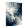 Quadro Abstrato Mármore Azul e Dourado Veias Fluidas Arte Decorativa de Luxo