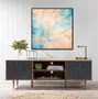Quadro Abstrato Mármore de Luxo Tons Suaves e Elegantes com Moldura e Vidro