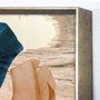 Quadro Abstrato Moderno com Moldura Chanfrada Arte com Penas 80x80 cm