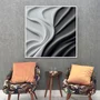 Quadro Abstrato Moderno em Ondas Fluidas Estilo Relevo 3D com Moldura e Vidro