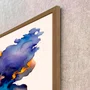 Quadro Abstrato Moderno Energia Azul com Dourado e Lilás com Moldura e Vidro