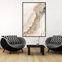 Quadro Abstrato Moderno Estilo Mármore Orgânico em Tons de Bege Ocre e Cinza