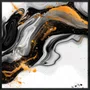 Quadro Abstrato Moderno Preto e Ouro Fluido e Elegante com Moldura e Vidro