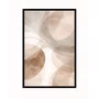 Quadro Abstrato Neutro Formas Circulares e Linhas Douradas em Tons Terrosos