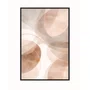 Quadro Abstrato Neutro Formas Circulares e Linhas Douradas em Tons Terrosos