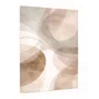 Quadro Abstrato Neutro Formas Circulares e Linhas Douradas em Tons Terrosos