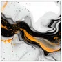 Quadro Abstrato Preto e Ouro com Brilho Metálico Contemporâneo Moldura e Vidro