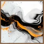 Quadro Abstrato Preto e Ouro com Brilho Metálico Contemporâneo Moldura e Vidro