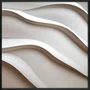 Quadro Abstrato Refinado em Tons Neutros com Ondas Suaves e Moldura e Vidro