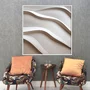 Quadro Abstrato Refinado em Tons Neutros com Ondas Suaves e Moldura e Vidro