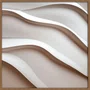 Quadro Abstrato Refinado em Tons Neutros com Ondas Suaves e Moldura e Vidro