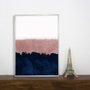 Quadro Arte Abstrata Decorativa Azul e Rosê 50x70 cm