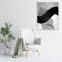 Quadro Arte Abstrata e Folhas em Preto e Branco 70x90 cm