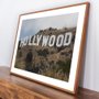 Quadro com Moldura Marrom Famoso Letreiro de Hollywood 80x60 cm