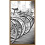 Quadro com Moldura Rústica Bicicletas em Preto e Branco 50x90 cm