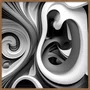Quadro Decorativo Abstrato Espiral em Tons de Cinza com Moldura e Vidro