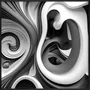 Quadro Decorativo Abstrato Espiral em Tons de Cinza com Moldura e Vidro
