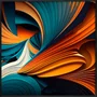 Quadro Decorativo Abstrato Laranja e Turquesa com Estilo 3D Moldura e Vidro