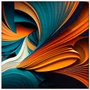 Quadro Decorativo Abstrato Laranja e Turquesa com Estilo 3D Moldura e Vidro