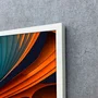 Quadro Decorativo Abstrato Laranja e Turquesa com Estilo 3D Moldura e Vidro