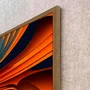 Quadro Decorativo Abstrato Laranja e Turquesa com Estilo 3D Moldura e Vidro