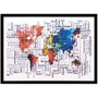 Quadro Decorativo Abstrato Mapa Mundo 70x50cm