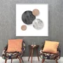 Quadro Decorativo Abstrato Moderno Círculos Texturizados com Moldura e Vidro