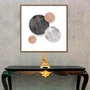 Quadro Decorativo Abstrato Moderno Círculos Texturizados com Moldura e Vidro