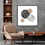 Quadro Decorativo Abstrato Moderno Círculos Texturizados com Moldura e Vidro