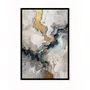 Quadro Decorativo Abstrato Tons Bege Azul e Dourado Arte Marmorizada Moderna