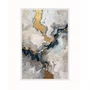 Quadro Decorativo Abstrato Tons Bege Azul e Dourado Arte Marmorizada Moderna