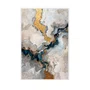 Quadro Decorativo Abstrato Tons Bege Azul e Dourado Arte Marmorizada Moderna