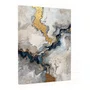 Quadro Decorativo Abstrato Tons Bege Azul e Dourado Arte Marmorizada Moderna