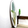 Quadro Decorativo Abstrato Tons Verde em MDF Prata: Formato Canoa