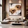 Quadro Decorativo Arte Moderna Abstrata Dourada Radiante Decoração Luxuosa 120x120 cm