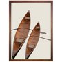 Quadro Decorativo Imagem Canoas com Moldura Chanfrada Marrom - Escolha o Tamanho