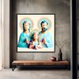 Quadro Decorativo com Moldura Preta Arte Moderna Geométrica Colorida Família Divina
