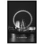 Quadro Decorativo com Moldura Preta London Eye em Preto e Branco 60x90cm