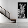 Quadro Decorativo com Moldura Preta Zebra em Fundo Preto 80x140cm