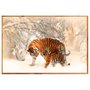 Quadro Decorativo com Moldura Rústica Tigres em Paisagem de Inverno 150x100cm