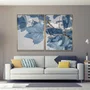 Quadro Decorativo Díptico Folhas de Outono Azul 120x80 cm