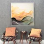 Quadro Decorativo Elegância Abstrata: Movimento de Ondas e Cores com Moldura e Vidro