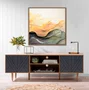Quadro Decorativo Elegância Abstrata: Movimento de Ondas e Cores com Moldura e Vidro