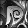 Quadro Decorativo em Espiral com Tons de Cinza Arte Moderna com Moldura e Vidro