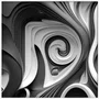 Quadro Decorativo em Espiral com Tons de Cinza Arte Moderna com Moldura e Vidro