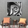 Quadro Decorativo em Espiral com Tons de Cinza Arte Moderna com Moldura e Vidro