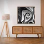 Quadro Decorativo em Espiral com Tons de Cinza Arte Moderna com Moldura e Vidro